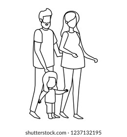 parents couple with daughter characters