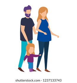 parents couple with daughter characters