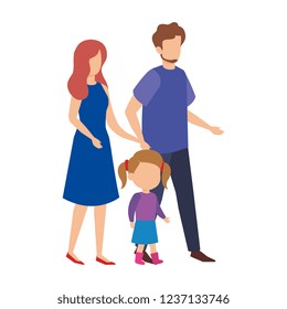 parents couple with daughter characters