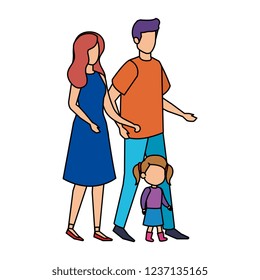 parents couple with daughter characters