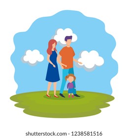 parents couple with daughter characters
