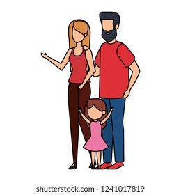 parents couple with daughter characters
