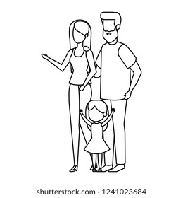 parents couple with daughter characters