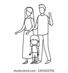 parents couple with daughter characters