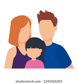 parents couple with daughter characters