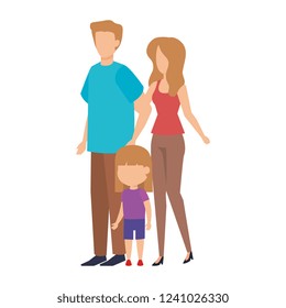 parents couple with daughter characters