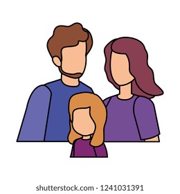 parents couple with daughter characters