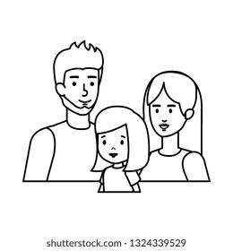 parents couple with daughter characters
