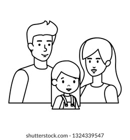 parents couple with daughter characters