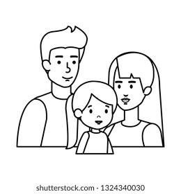 parents couple with daughter characters