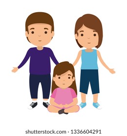 parents couple with daughter characters