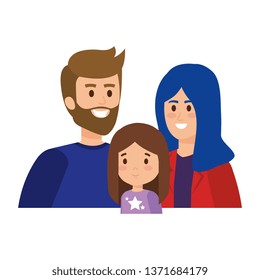 parents couple with daughter characters
