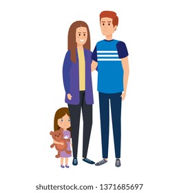 parents couple with daughter characters