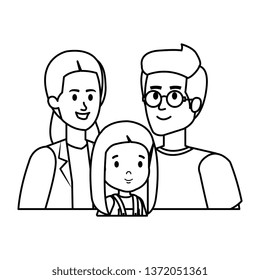 parents couple with daughter characters