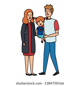 parents couple with daughter characters