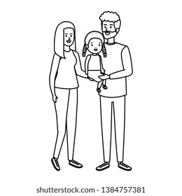 parents couple with daughter characters