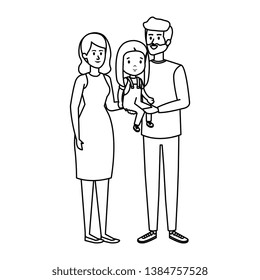 parents couple with daughter characters