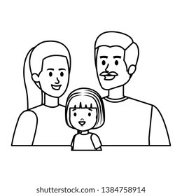 parents couple with daughter characters