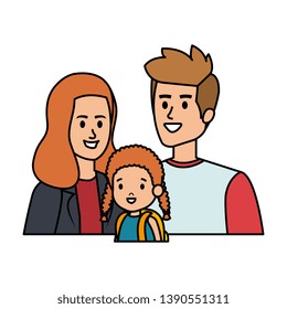 parents couple with daughter characters