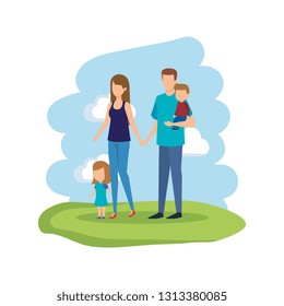parents couple with daughter and son