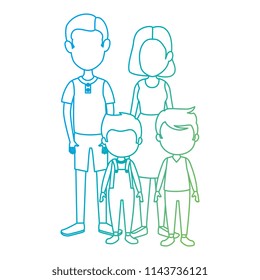 parents couple with kids characters