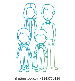 parents couple with kids characters