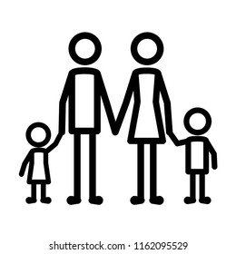 parents couple with kids figures