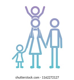 parents couple with kids figures