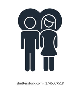 parents couple in love heart family day, icon in silhouette style vector illustration