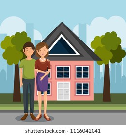 parents couple outdoors characters