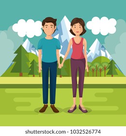 parents couple outside in landscape