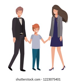 parents couple with son avatar character
