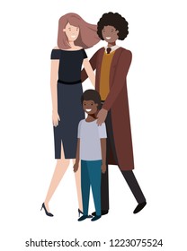 parents couple with son avatar character