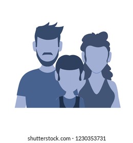 parents couple with son avatar character