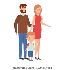 parents couple with son characters