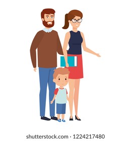 parents couple with son characters