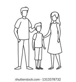 parents couple with son characters