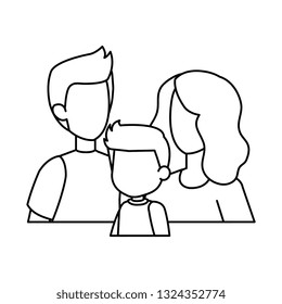 parents couple with son characters