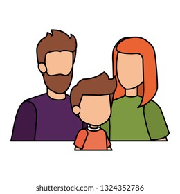 parents couple with son characters
