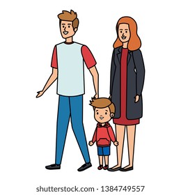 parents couple with son characters