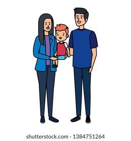 parents couple with son characters