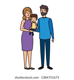 parents couple with son characters