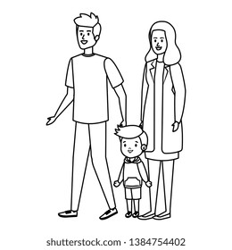 parents couple with son characters