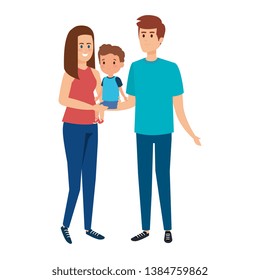 parents couple with son characters