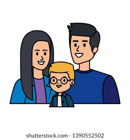 parents couple with son characters