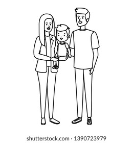 parents couple with son characters