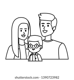 parents couple with son characters