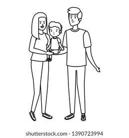 parents couple with son characters