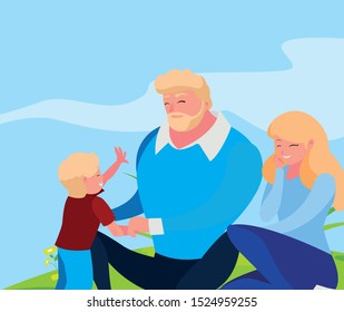 parents couple with son characters vector illustration design