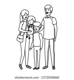 parents couple with son and daughter characters